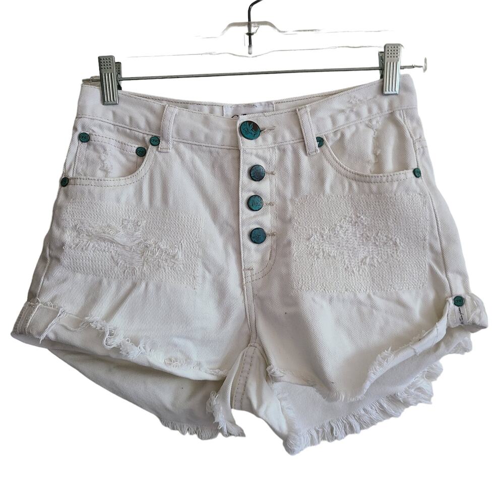 ONE BY ONETEASPOON Hawks Relaxed High Rise Twisted Cuff Hem‎ Denim Shorts 26